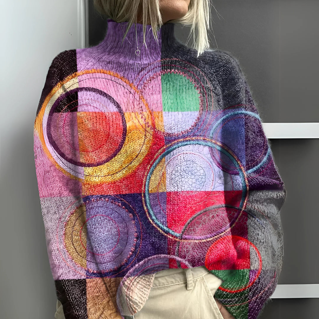 Jasmijn - Colorblock knitted high-neck sweater