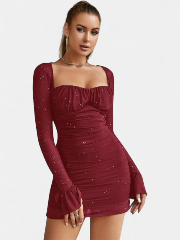 ELLIE™ - Elegant Glitter Mesh Bodycon Long Sleeve Party Dress