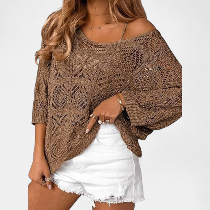 WAVERLY™ – Crochet Hollow-Out Batwing Sweater