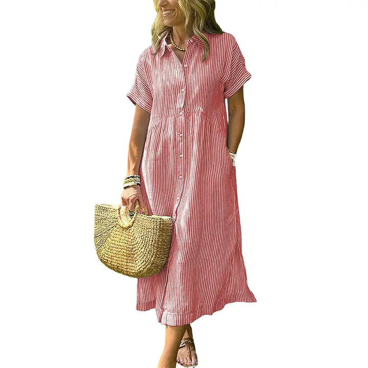 ANDREA™ – Relaxed Striped Summer Midi Dress