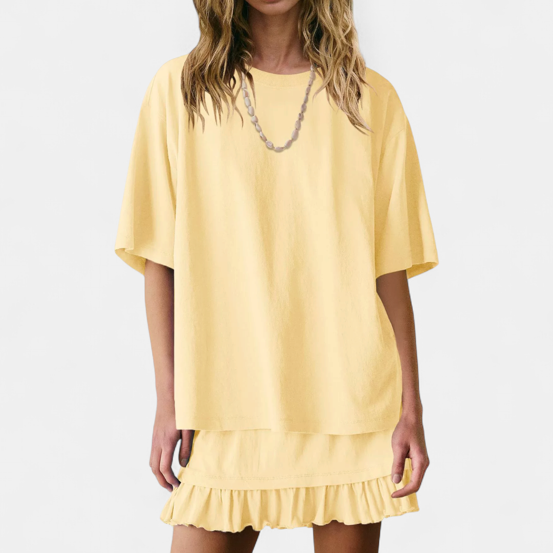 TESSA™ – Relaxed Short Sleeve 2 Piece Skirt Set