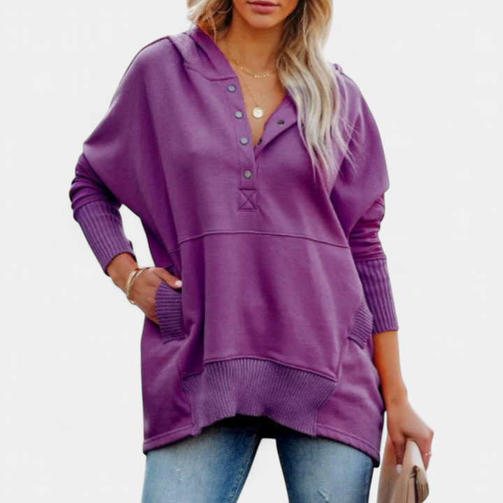 SORAYA™ - Comfy Oversized Hoodie V-Neck Long Sleeve Sweatshirt