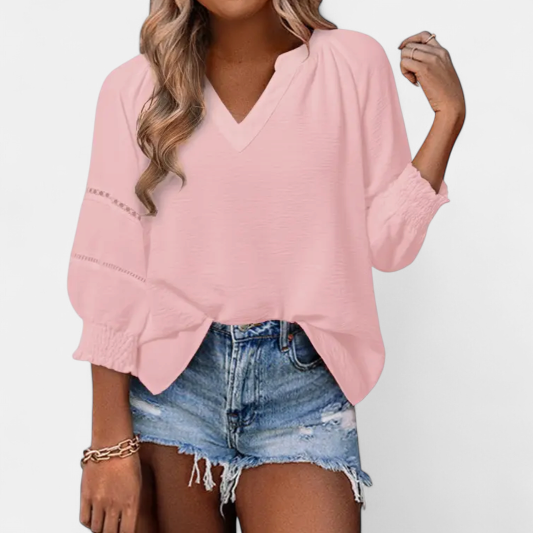 DARCY™ – Hollow-Out V-Neck Tunic Blouse