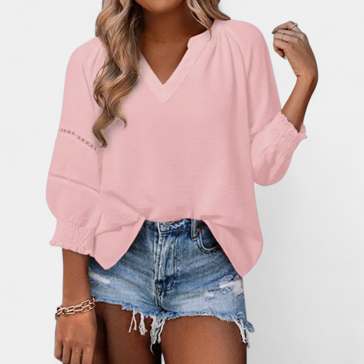 DARCY™ – Hollow-Out V-Neck Tunic Blouse