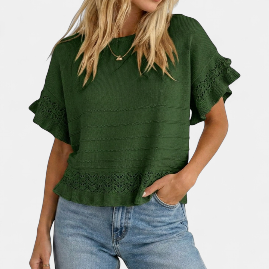 NELLA™ – Ruffled Hem Knit Pullover Top
