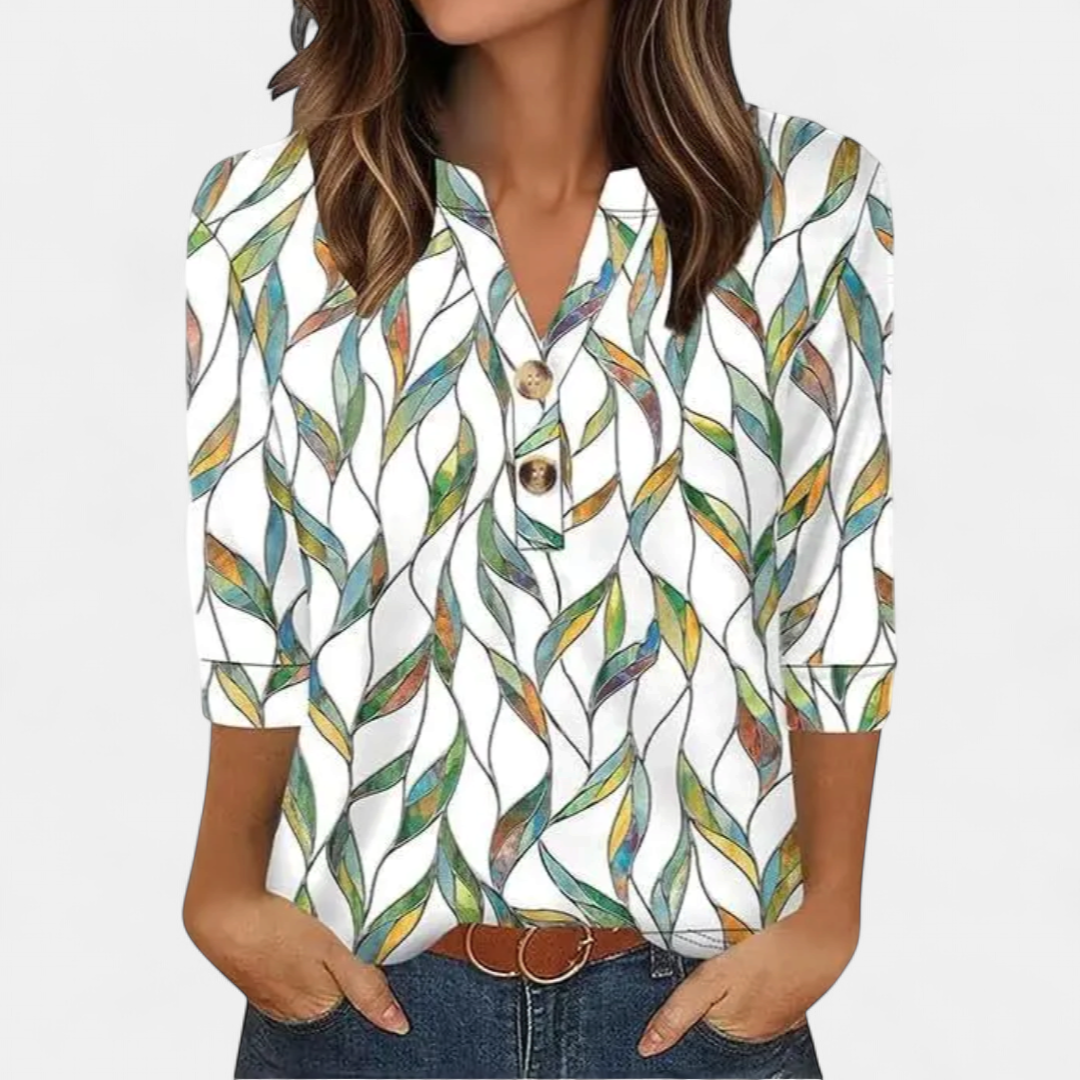 CERYS™ – Breezy V-Neck Button Blouse