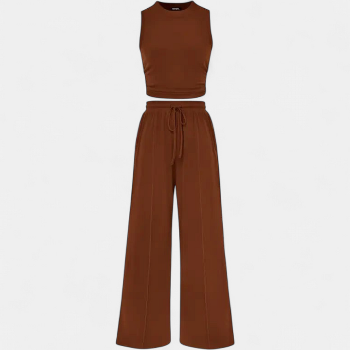 YUMI™ – Wide Leg Pants & Cropped Top Lounge Set