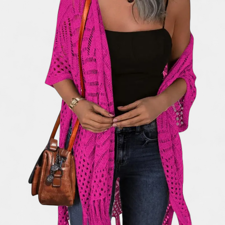 SOLÈNE™ – Boho Crochet Tassel Kimono Cardigan