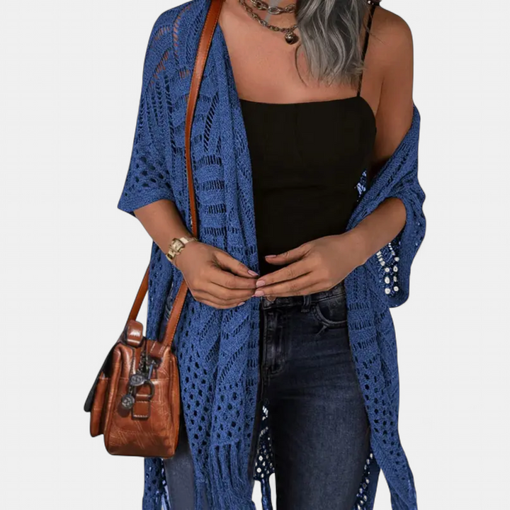 SOLÈNE™ – Boho Crochet Tassel Kimono Cardigan