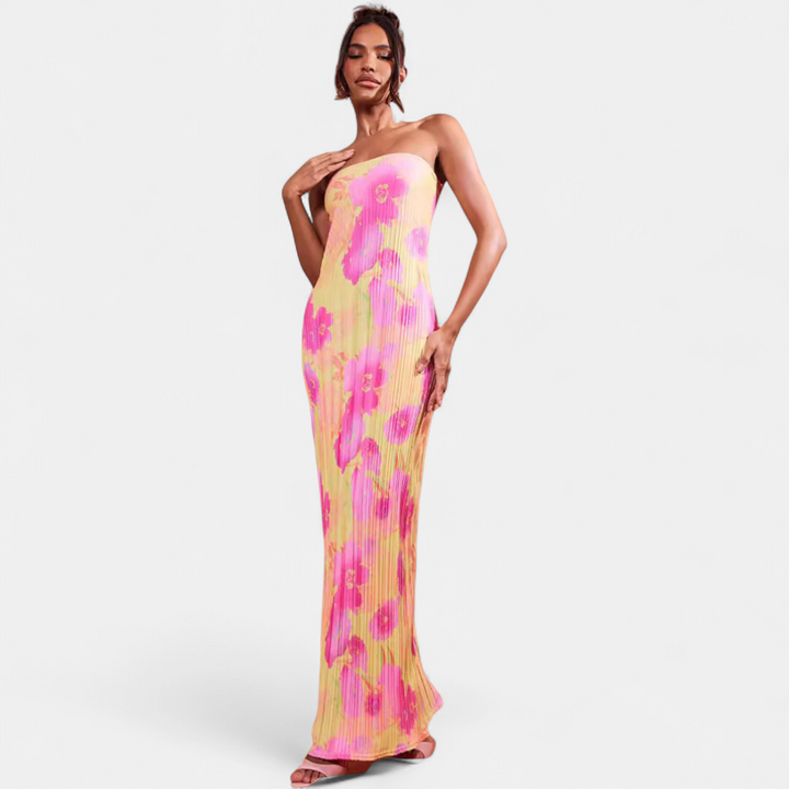 SARA™ - Casual Floral Backless Tie-Back Bodycon Dress
