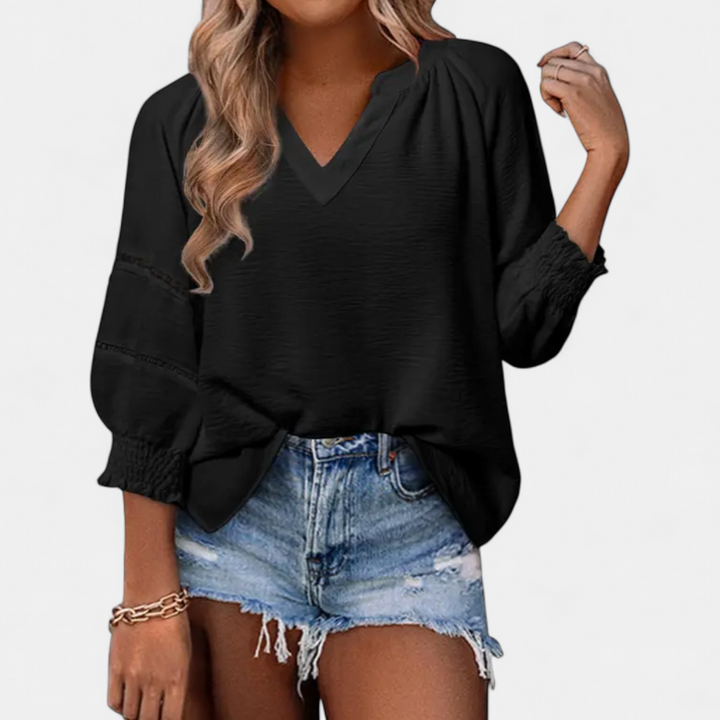 DARCY™ – Hollow-Out V-Neck Tunic Blouse