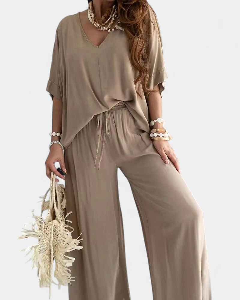 RAJA™ – Comfy Summer V-Neck and Wide-Leg Co-Ord