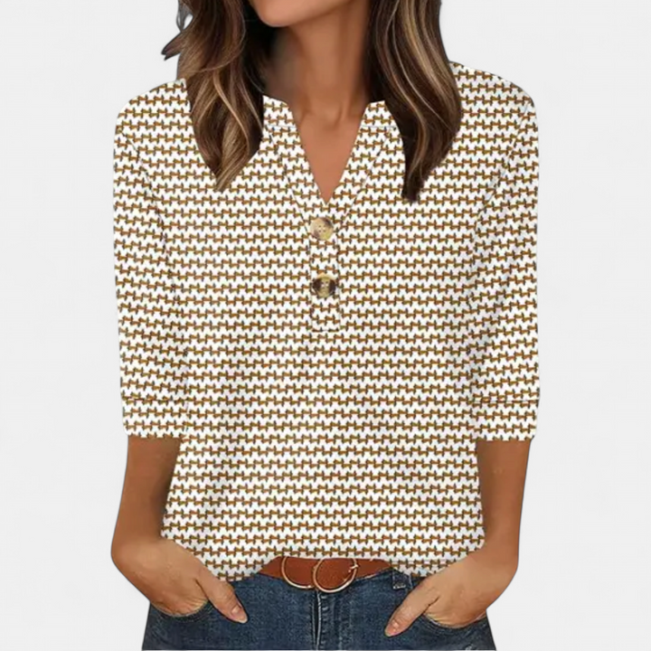 CERYS™ – Breezy V-Neck Button Blouse