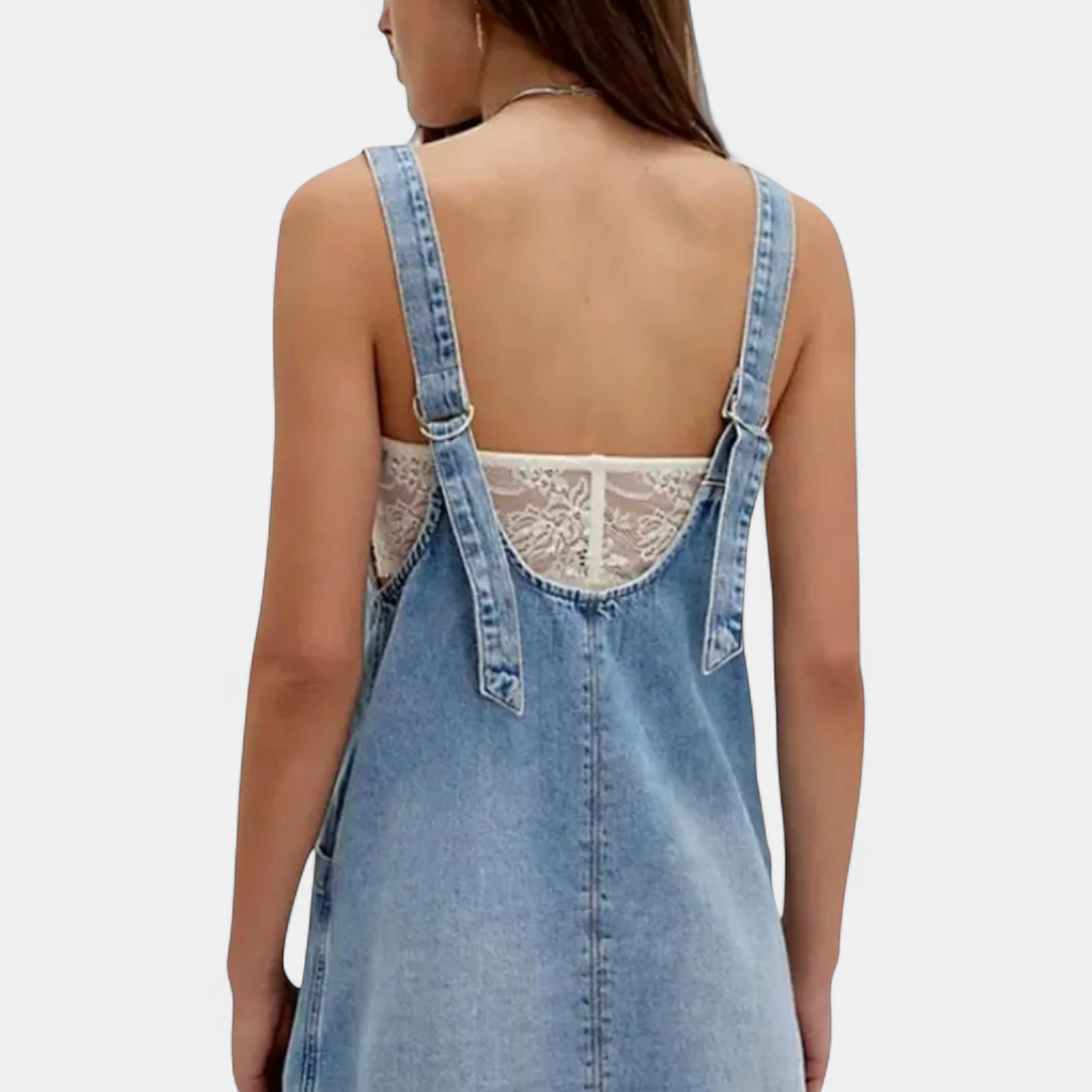JANIE™ – Adjustable Strap Denim Mini Dress