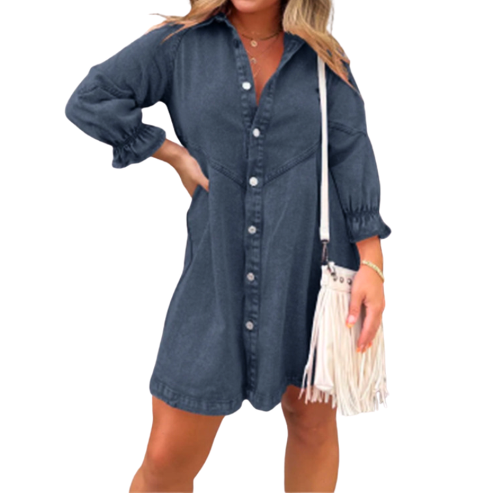 CORY™ – Contemporary Collared Puff Sleeve Mini Dress
