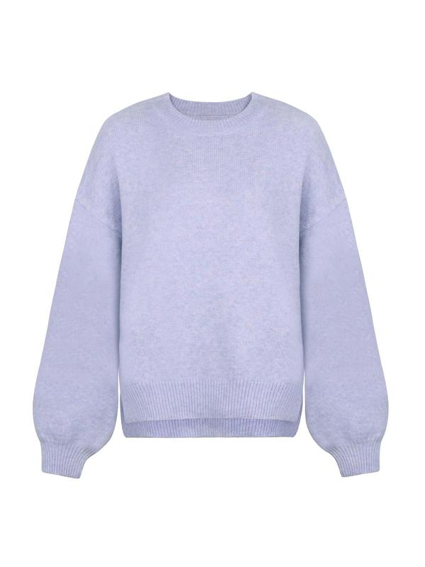 KIARA™ - Women's Drop Shoulder Split Hem Round Neck Sweater