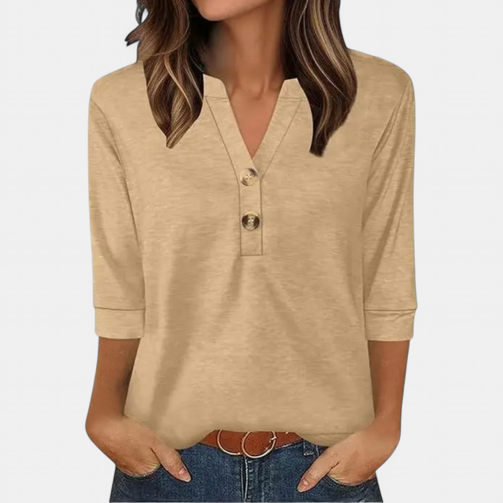 CERYS™ – Breezy V-Neck Button Blouse