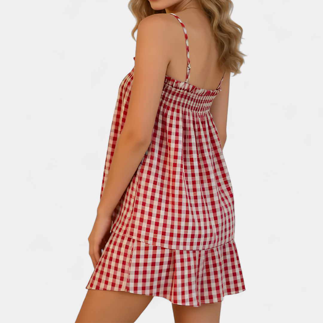 PAMMIE™ – Sweet Gingham Smocked Cami Pajama Set