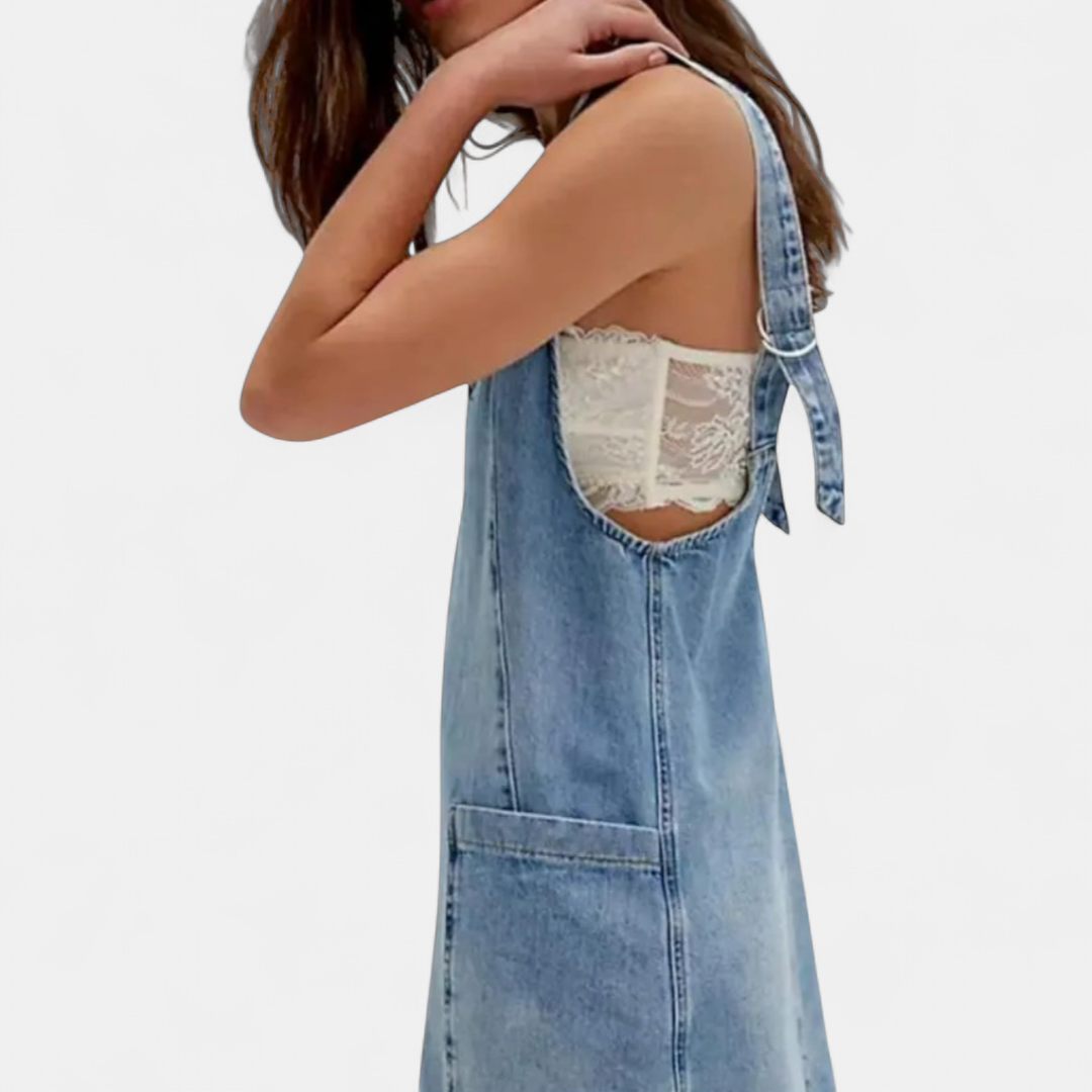 JANIE™ – Adjustable Strap Denim Mini Dress
