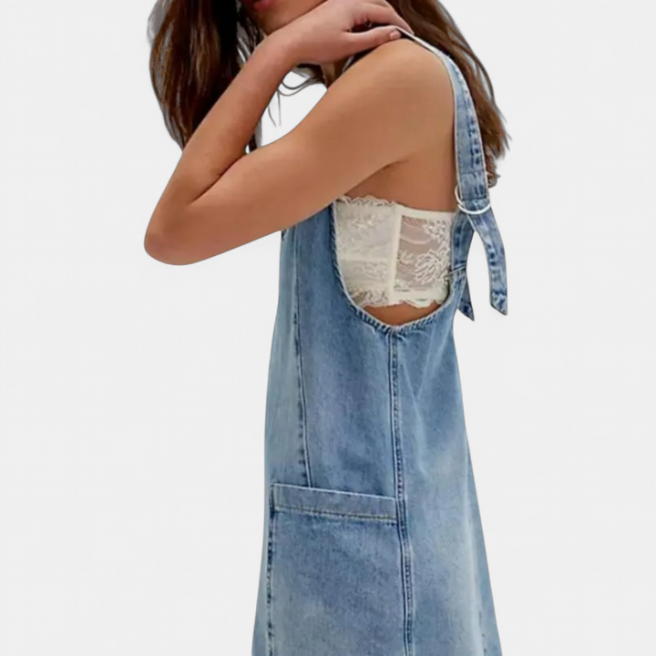 JANIE™ – Adjustable Strap Denim Mini Dress