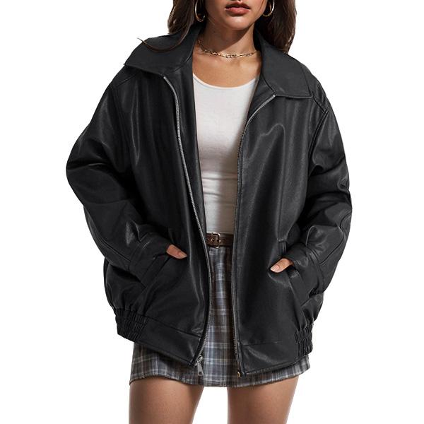 KENDRA™ - Women's Oversized Faux Suede Leather Motorcycle Jacket