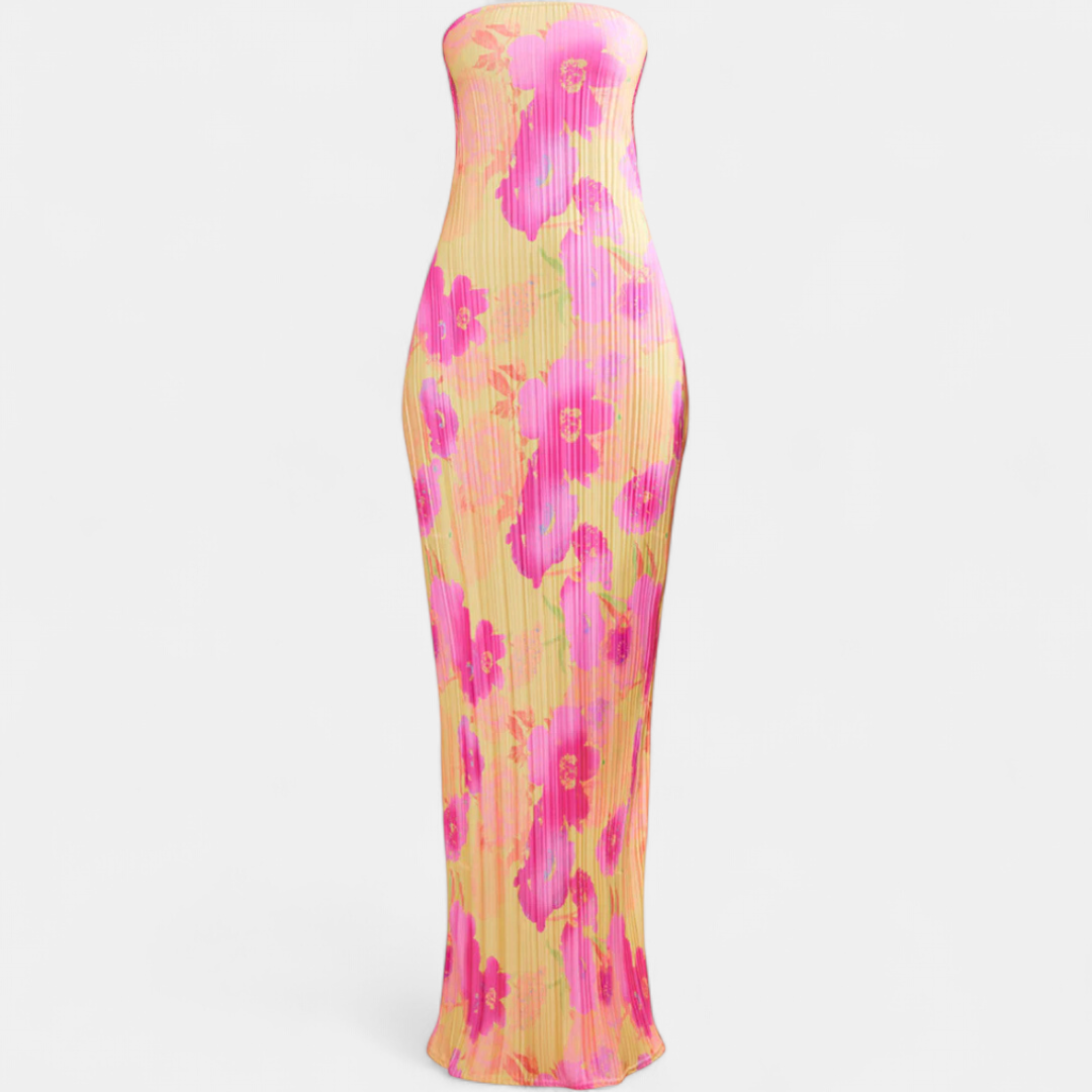SARA™ - Casual Floral Backless Tie-Back Bodycon Dress