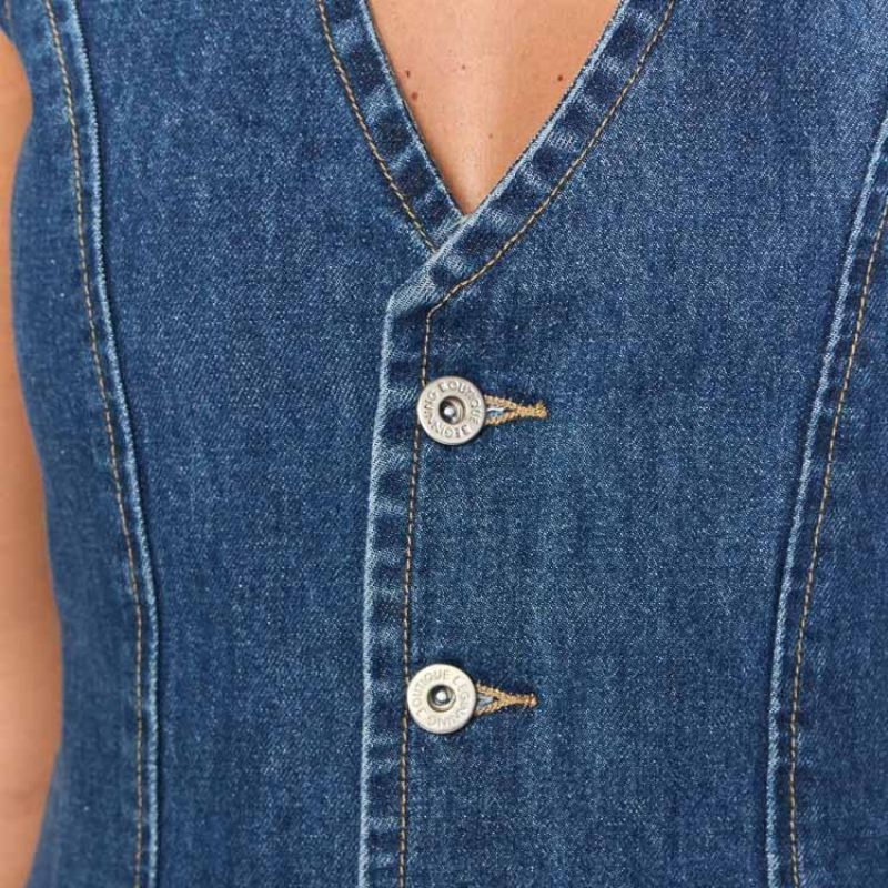 EUNICE™ – Refined Sleeveless Button Placket Dress