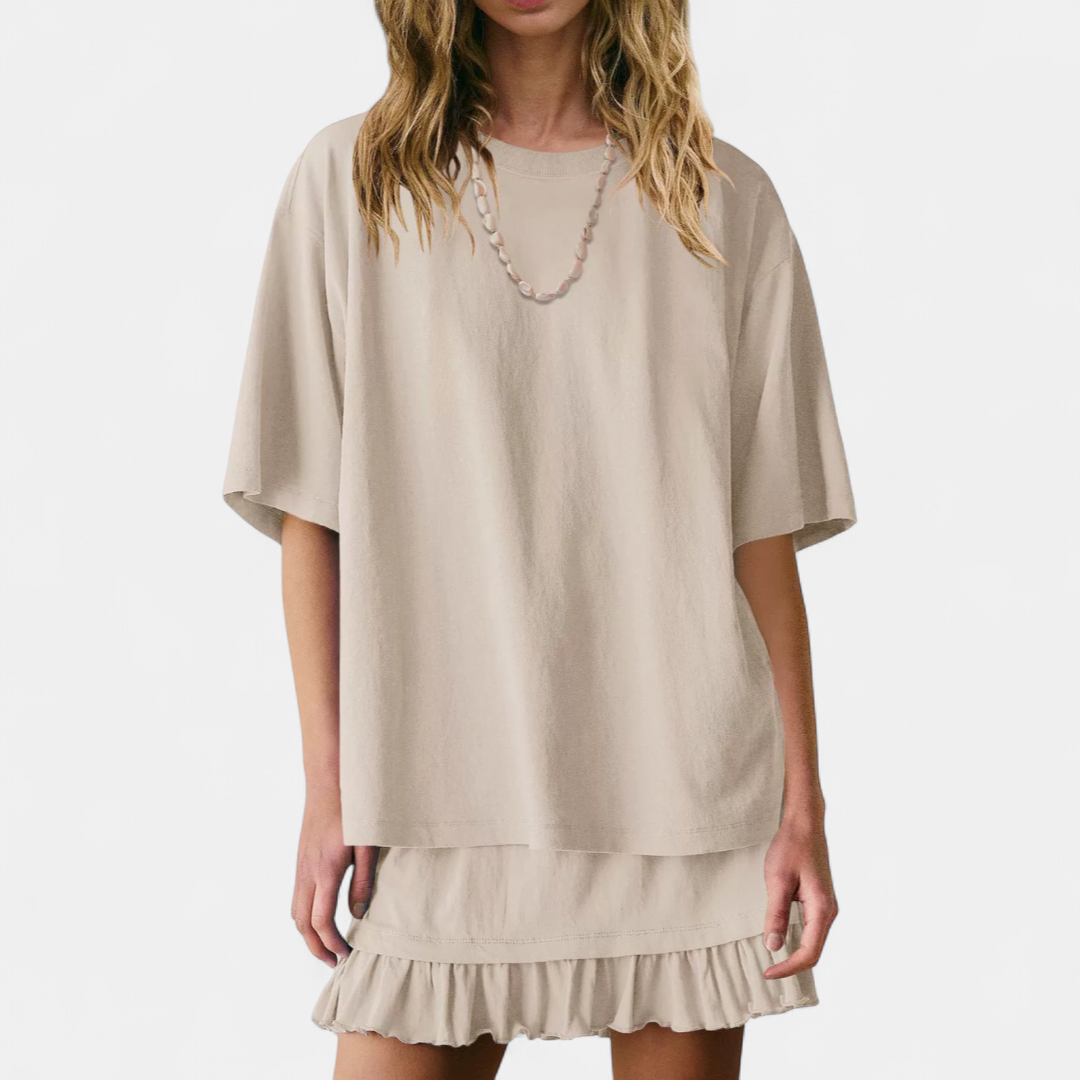 TESSA™ – Relaxed Short Sleeve 2 Piece Skirt Set