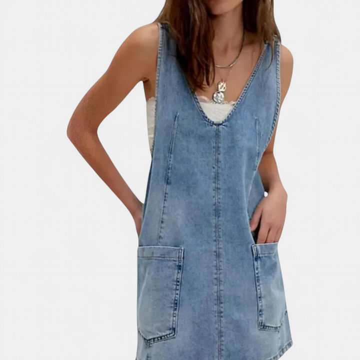 JANIE™ – Adjustable Strap Denim Mini Dress