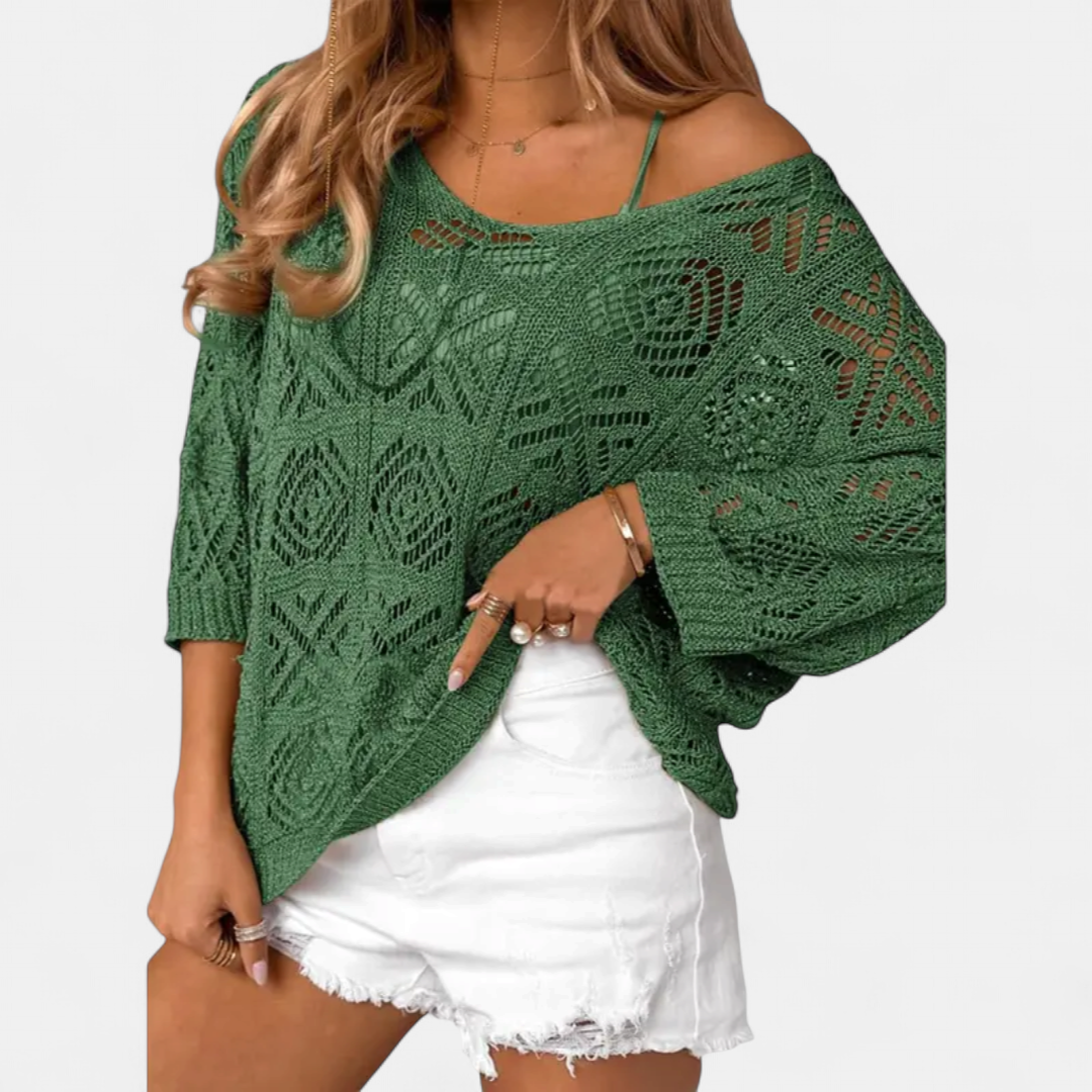 WAVERLY™ – Crochet Hollow-Out Batwing Sweater