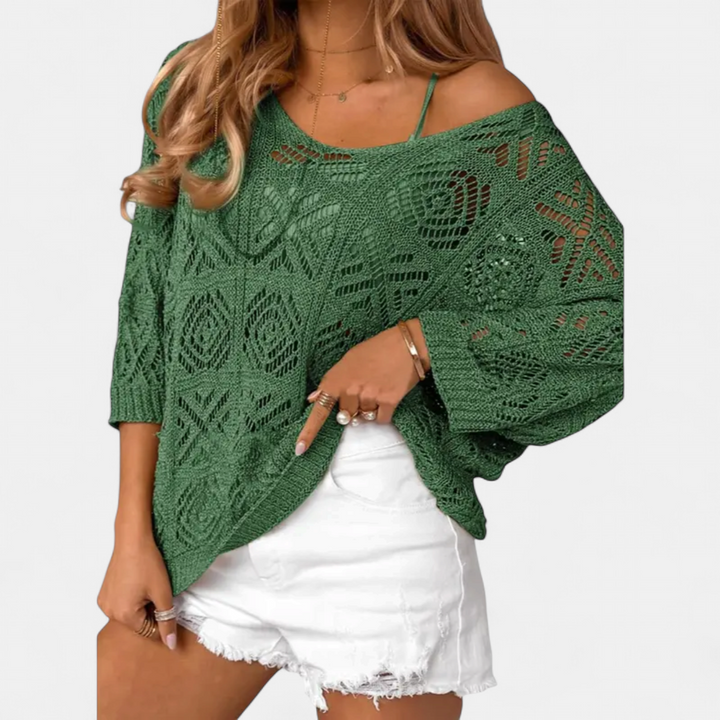 WAVERLY™ – Crochet Hollow-Out Batwing Sweater