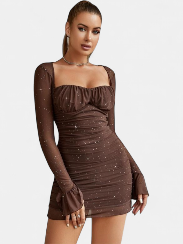 ELLIE™ - Elegant Glitter Mesh Bodycon Long Sleeve Party Dress