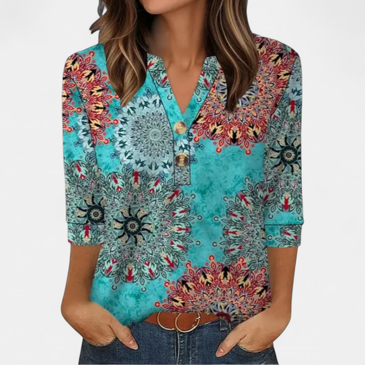 CERYS™ – Breezy V-Neck Button Blouse