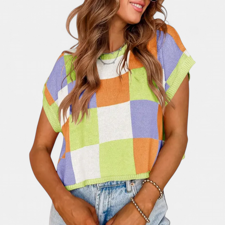 RAYA™ – Color Block Knit Crop Top