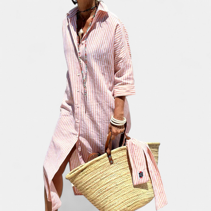 TRIXIE™ - Elegant Striped Shirt Dress