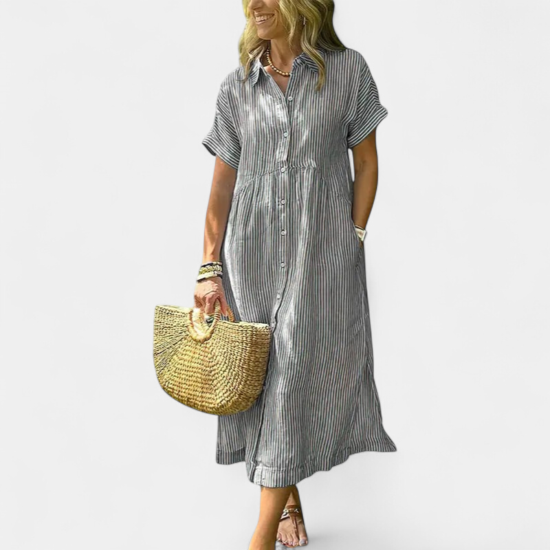 ANDREA™ – Relaxed Striped Summer Midi Dress