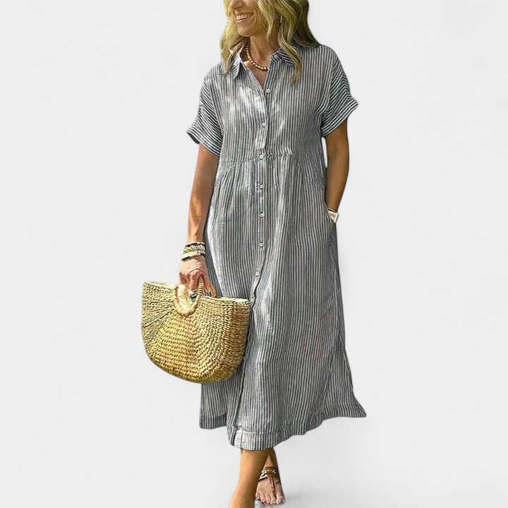 ANDREA™ – Relaxed Striped Summer Midi Dress