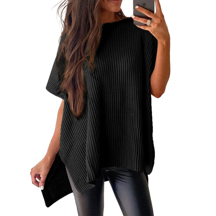 JANINE™ - Women Quarter Zip Rib Knit Pullover Sweater