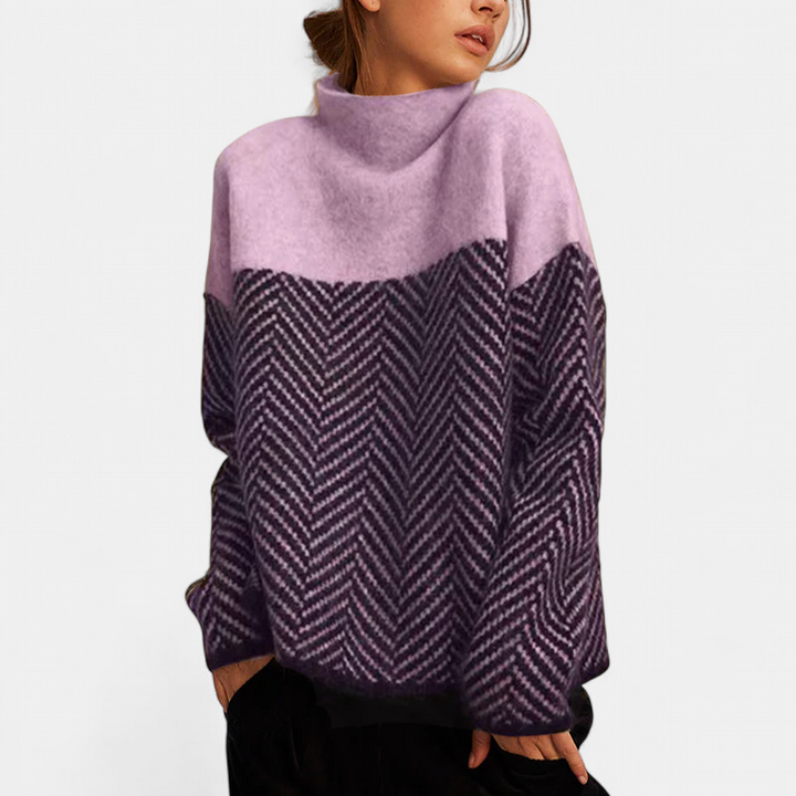 NORA™ | Two-Tone High-Neck Pullover