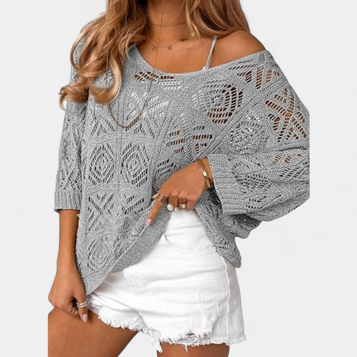 WAVERLY™ – Crochet Hollow-Out Batwing Sweater