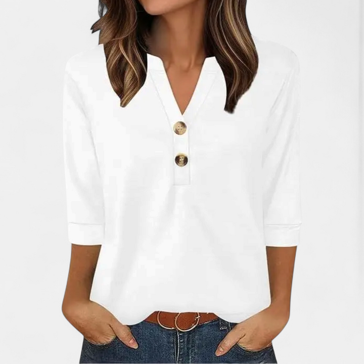 CERYS™ – Breezy V-Neck Button Blouse