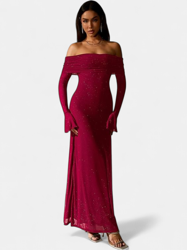 THEA™ - Off The Shoulder Ruched Sequin Bodycon Dress for Parties