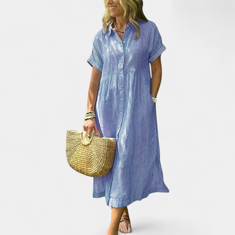 ANDREA™ – Relaxed Striped Summer Midi Dress