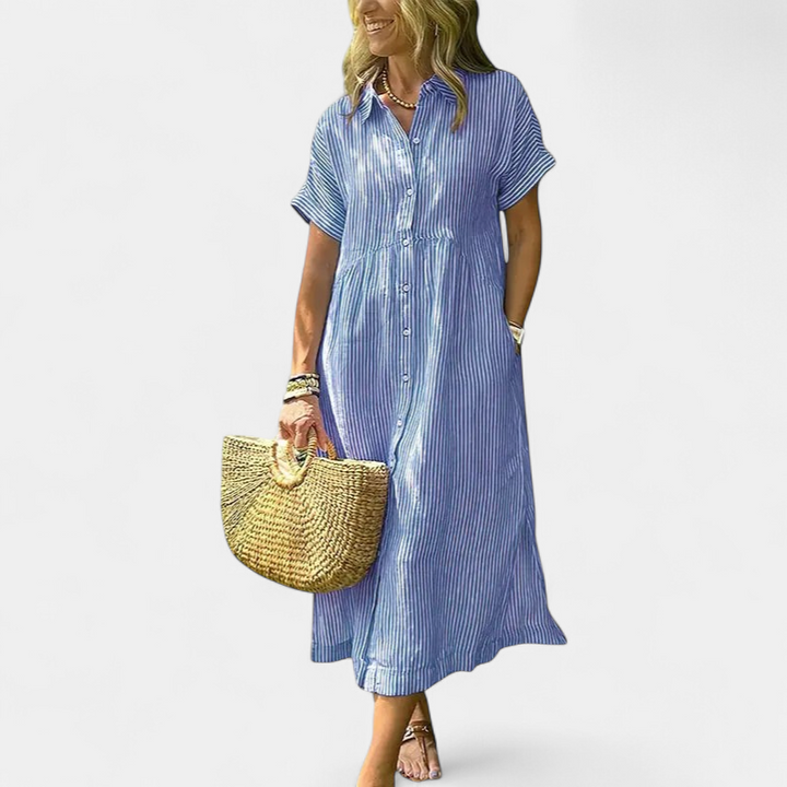 ANDREA™ – Relaxed Striped Summer Midi Dress