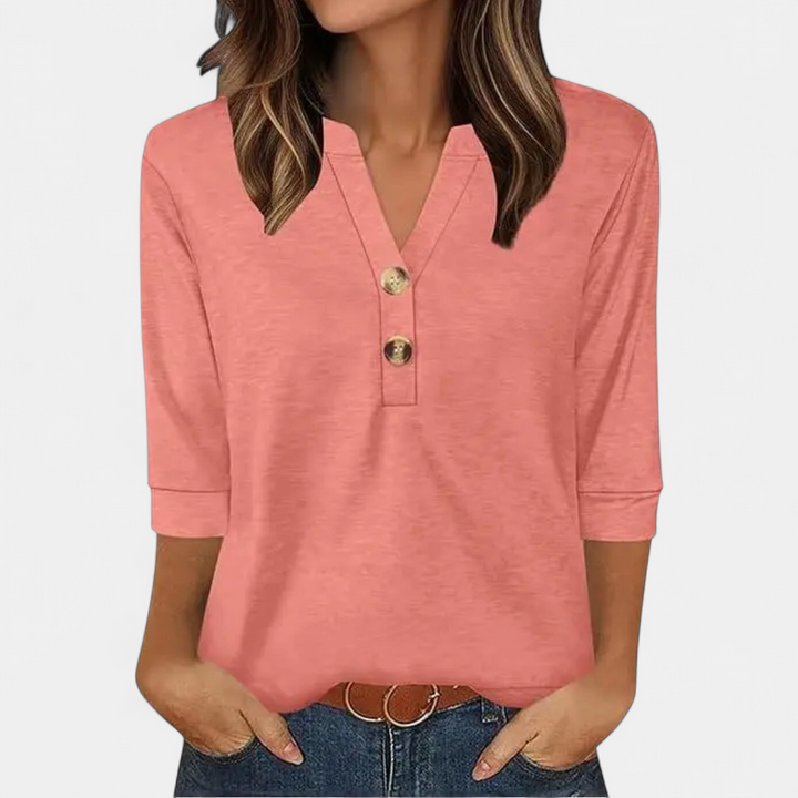 CERYS™ – Breezy V-Neck Button Blouse
