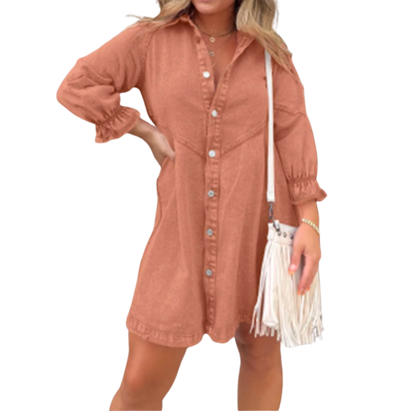 CORY™ – Contemporary Collared Puff Sleeve Mini Dress