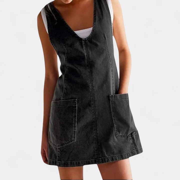 JANIE™ – Adjustable Strap Denim Mini Dress