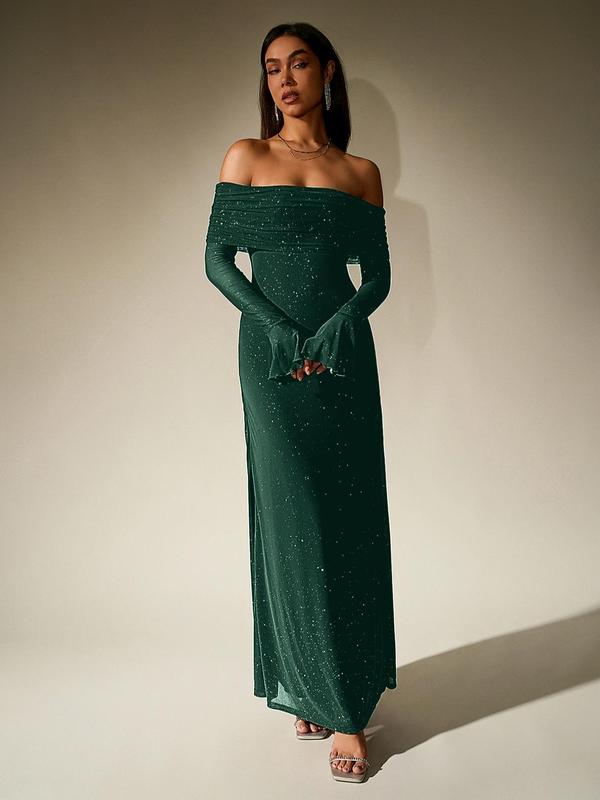 THEA™ - Off The Shoulder Ruched Sequin Bodycon Dress for Parties