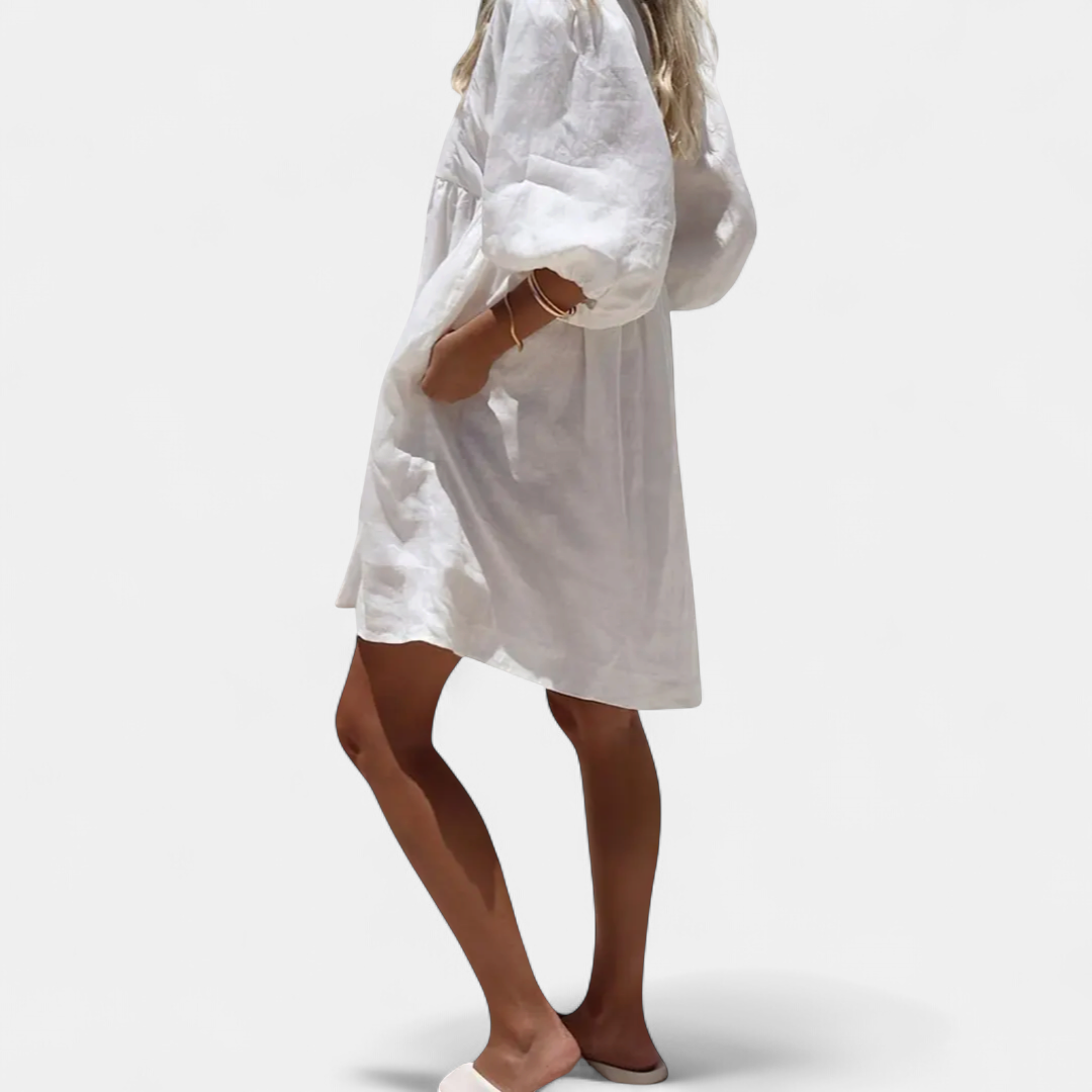BEAU™ – Breezy V-Neck Puff Sleeve Dress