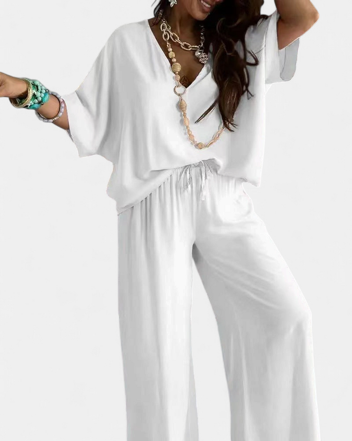 RAJA™ – Comfy Summer V-Neck and Wide-Leg Co-Ord